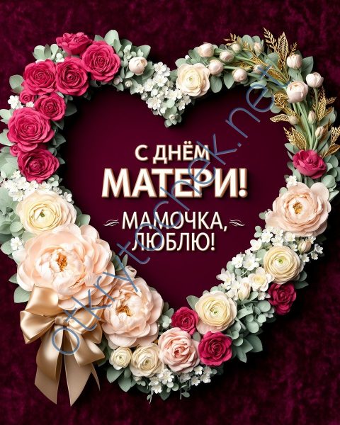 Картинка с сердечком из цветов на праздник День матери