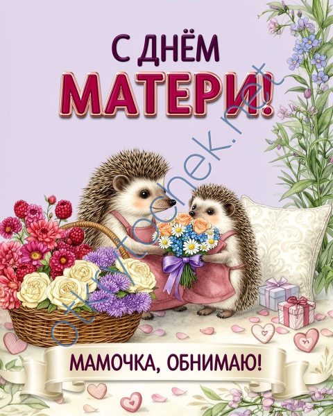 Красивая картинка с ежиками на День матери