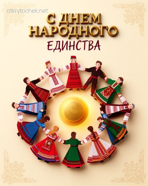 Нарисованная поздравительная открытка с днем народного единства