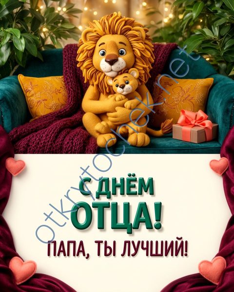 Лев и львенок - картинка с праздником День отца