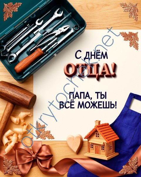 С Днем отца красивая поздравительная картинка с инструментами