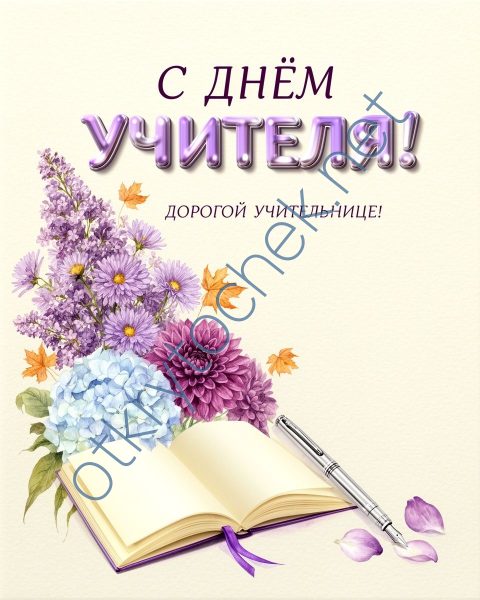 Поздравительная добрая открытка для учительницы на праздник