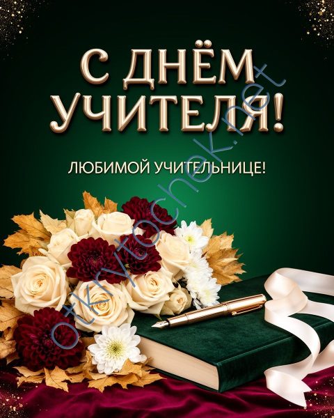 Открытка с цветами для учительницы на профессиональный праздник