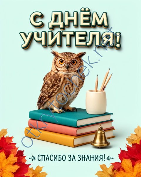 Открытка с совой на праздник День учителя