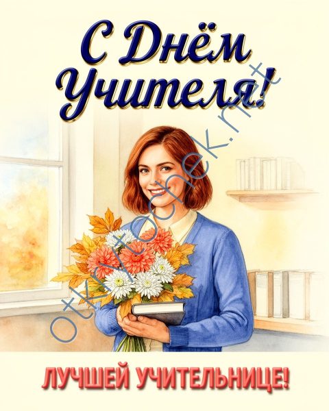 Открытка с Днем учителя для любимой учительницы
