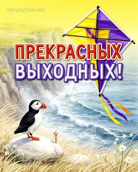 Картинка с пожеланием прекрасных выходных на фоне моря