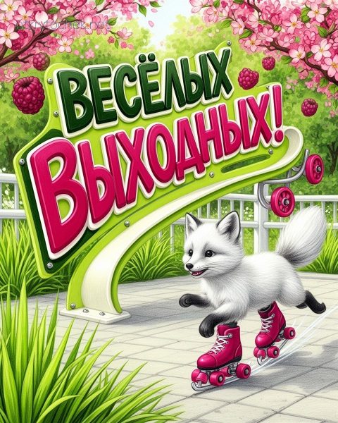Креативная открытка с пожеланием веселых выходных