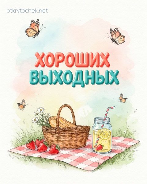 Красивая рисованная картинка хороших выходных