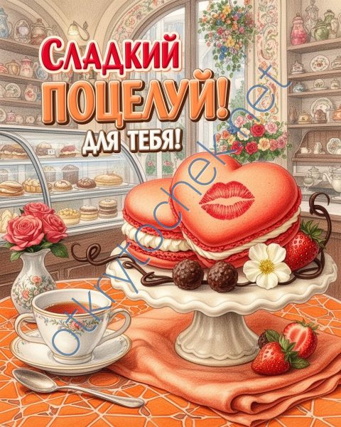 Милая открытка сладкий поцелуй для тебя