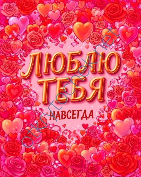 Яркая красная открытка - люблю тебя навсегда