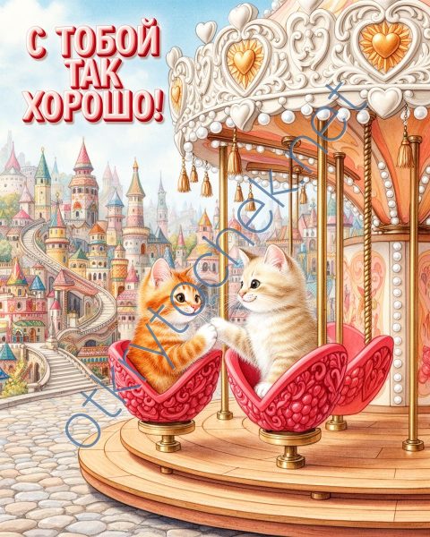Любовная картинка с двумя котиками