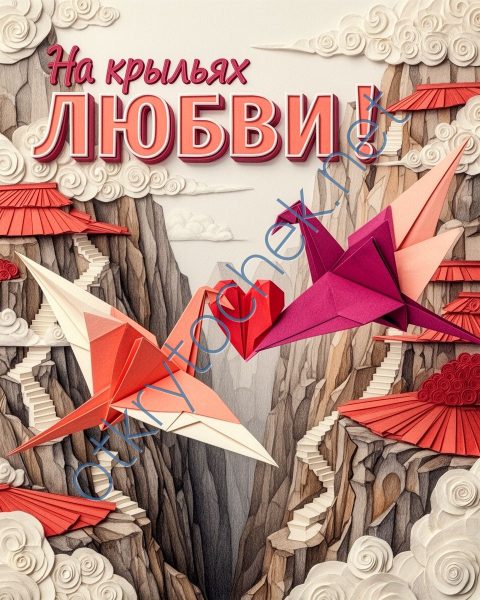 Открытка для любимых с оригами