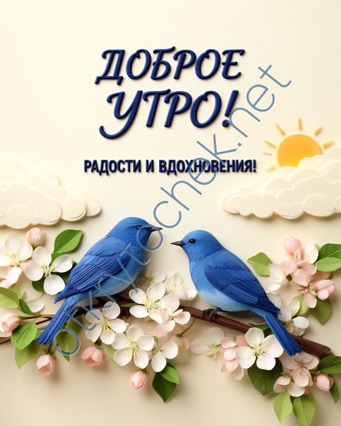 Красивая открытка Доброе утро с птичками