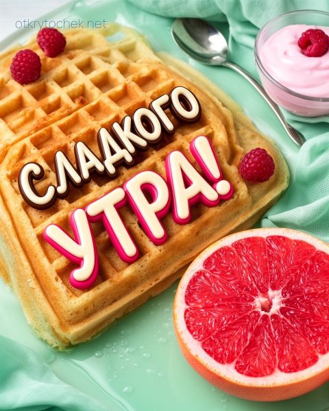 Вафельная картинка с пожеланием сладкого утра