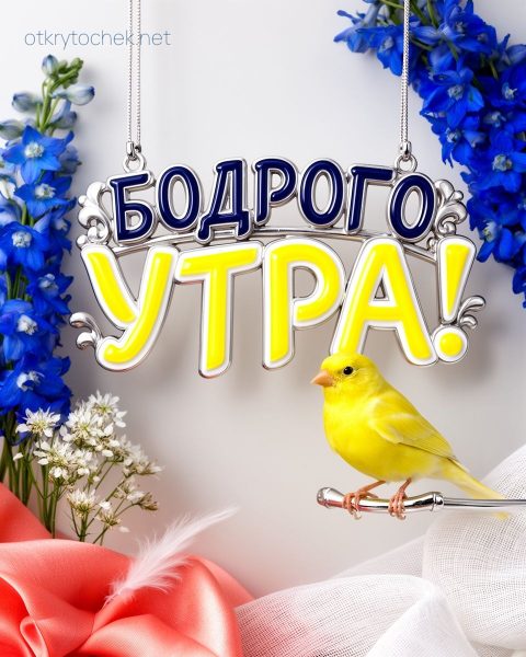 Открытка с канарейкой Бодрого утра