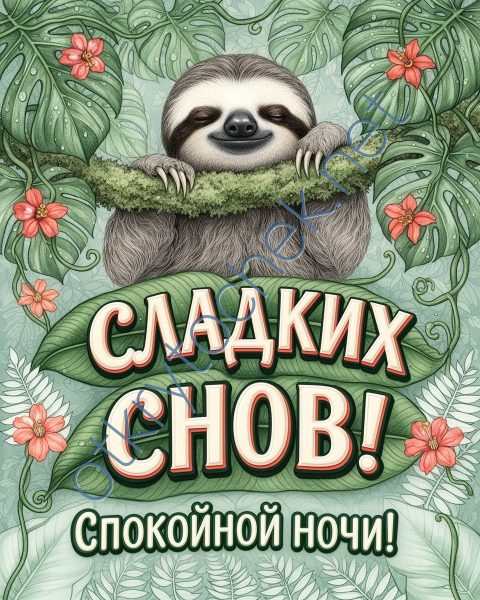 Приятная зеленая картинка с пожеланием спокойной ночи