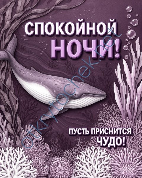 Подводная картинка с китом на тему спокойной ночи