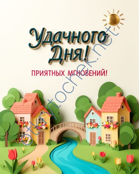 Милая рисованная открытка с пожеланием Удачного дня