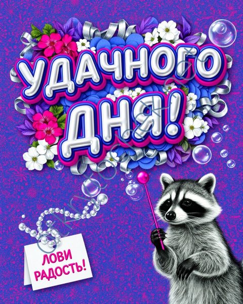 Яркая картинка Удачного дня с енотом