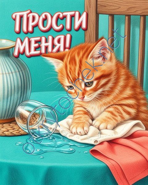 Милая рисованная картинка: прости меня