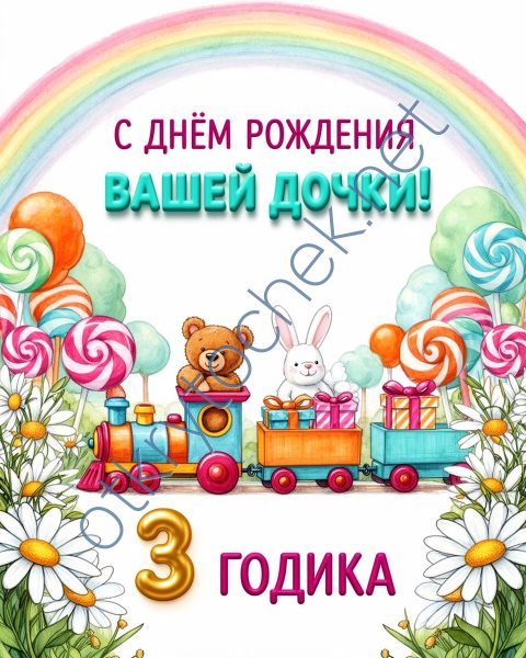 Скачать картинку родителям девочки с Днем рождения 3 года