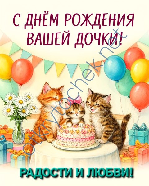 Картинка с котиками родителям на день рождения дочери