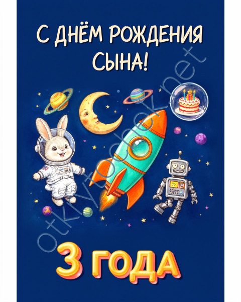 Космическая картинка с Днем рождения сына 3 года