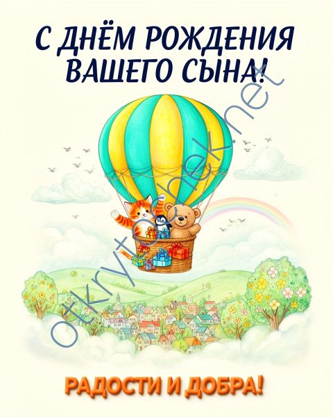 Родителям с Днем рождения сына - красивая открытка