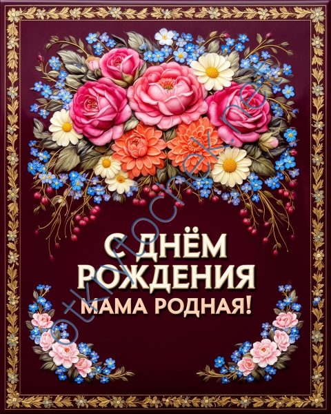 Картинка с цветами на День рождения маме