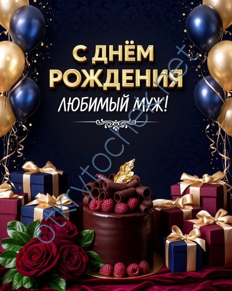 Стильная поздравительная открытка с Днем рождения для мужа