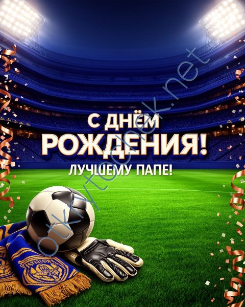 Футбольная открытка с Днем рождения лучшему папе