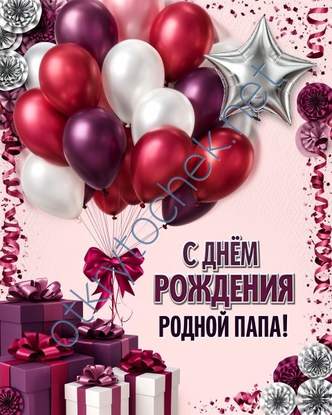 Картинка с шариками - с Днем рождения родной папа