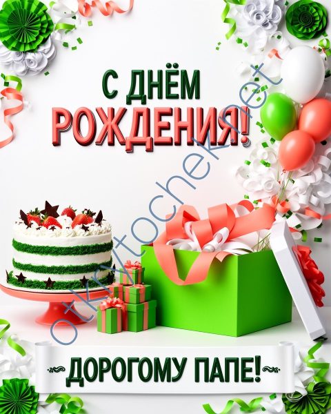 Светлая красивая открытка  с Днем рождения дорогому папе