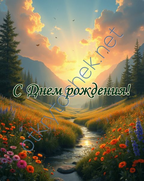 Летняя картинка с Днем рождения для девушки