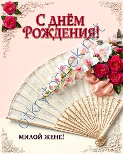 Нежная открытка с Днем рождения милой жене