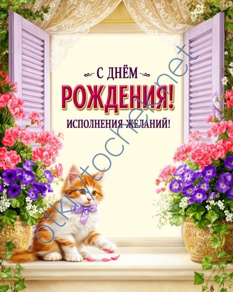 Открытка с Днем рождения и исполнения желаний