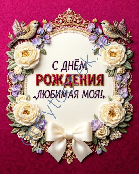 Цветочная открытка с Днем рождения любимая моя
