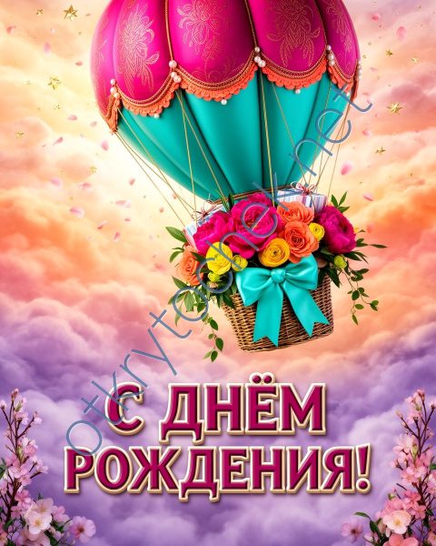 Букет на воздушном шаре - с Днем рождения