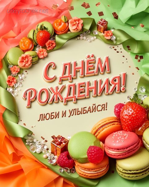 Сладкая открытка для девушки на День рождения
