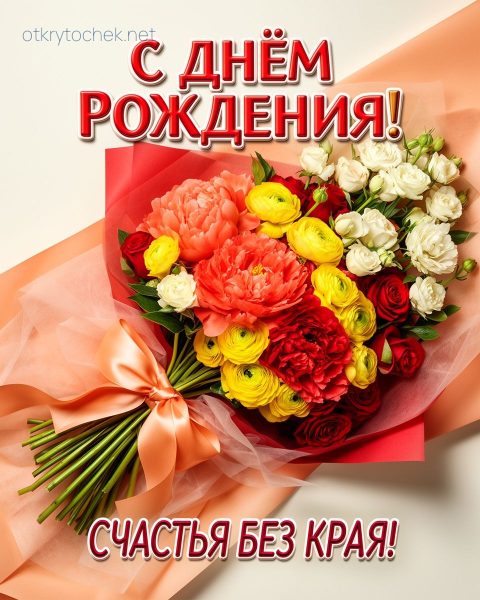 Картинка с красивым букетом девушке на день рождения