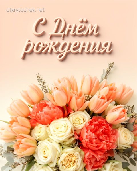 Красивая открытка с букетом девушке не день рождения