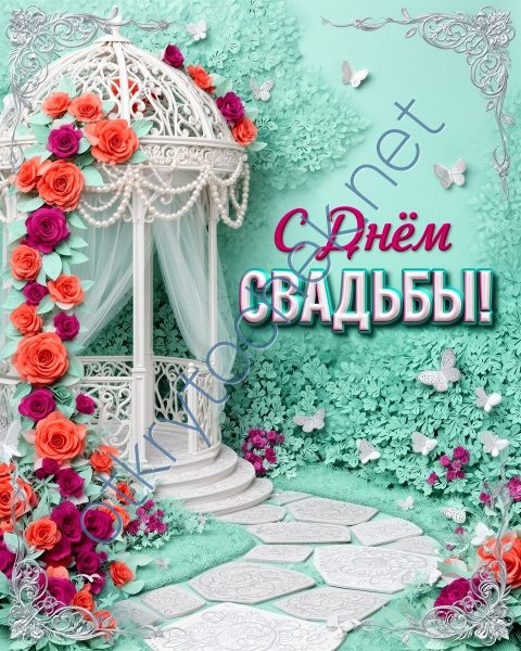 Милая поздравительная картинка на день свадьбы
