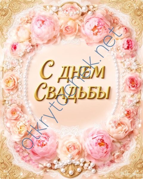 Милая цветочная поздравительная картинка с Днем свадьбы