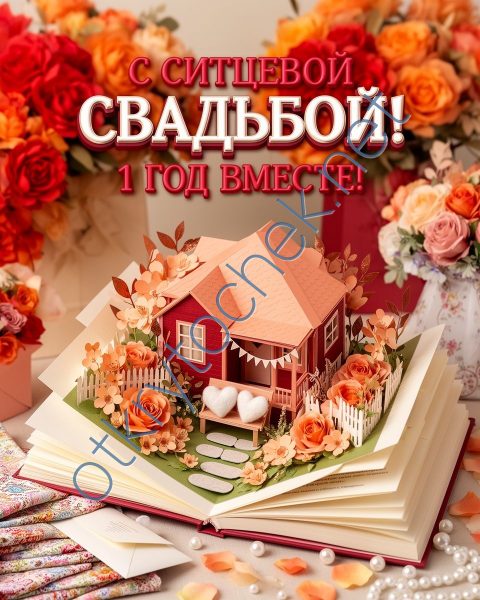 Картинка с поздравлением на ситцевую свадьбу