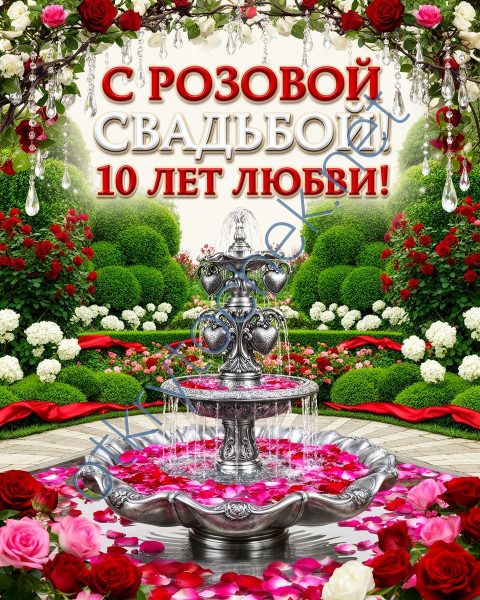 Добрая красочная открытка с розовой свадьбой