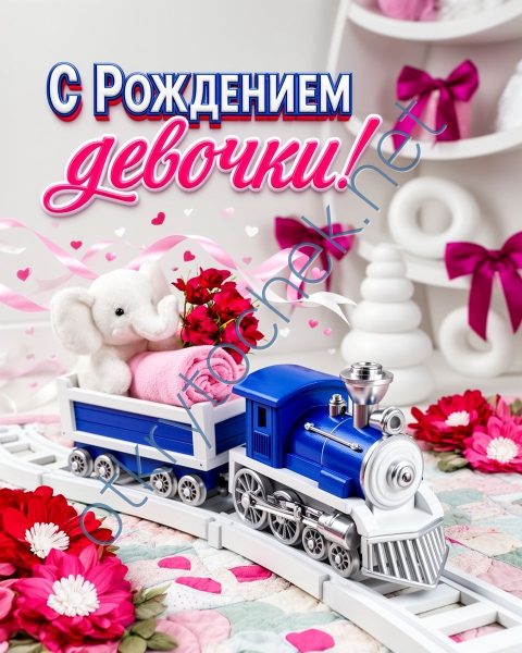 Красивая детская открытка с рождением девочки